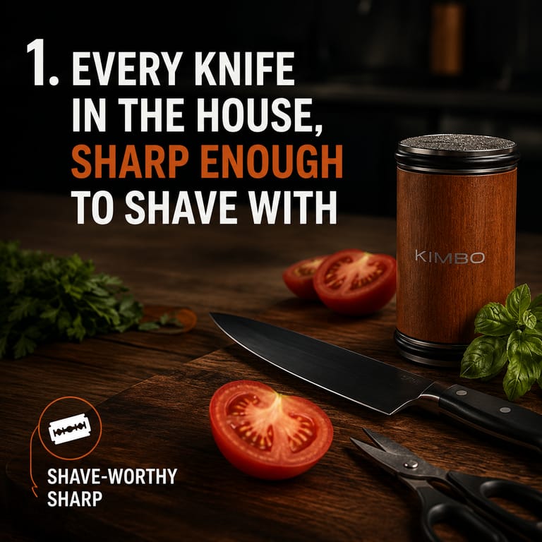 A properly sharp knife just makes everything better — dinner comes together quicker, the fillet's cleaner, and there's none of that white-knuckle sawing that ends in a slip.